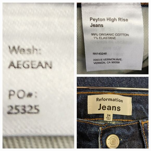 Reformation SZ 24/33 Peyton High Rise Boot Cut Jeans Organic Cotton Aegean Wash - Picture 5 of 5